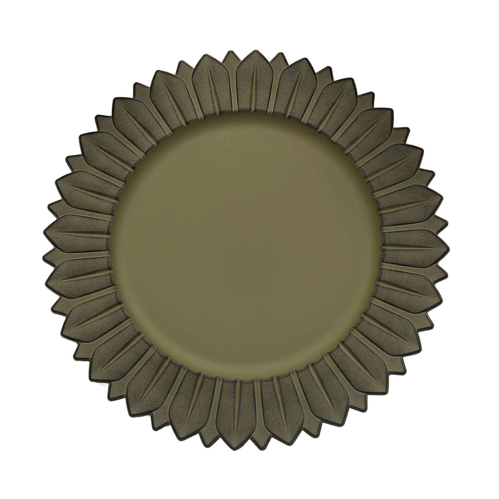 6-Pack Plastic Charger Plates 13" Round Olive Green with Sunflower Rim - Matte Finish Disposable Dinner Charger Tableware - Image 4