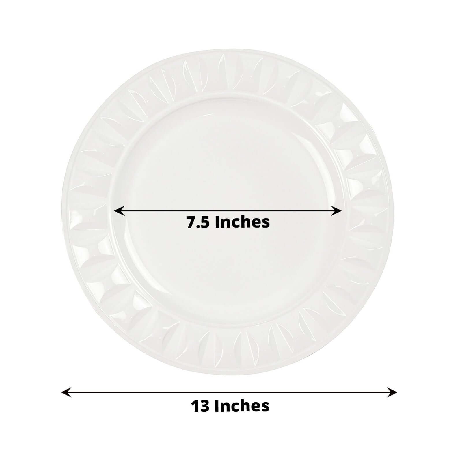 6-Pack Plastic Charger Plates 13" Round White Bejeweled Rim - Luxe Decorative Dinner Party Charger Tableware - Image 3