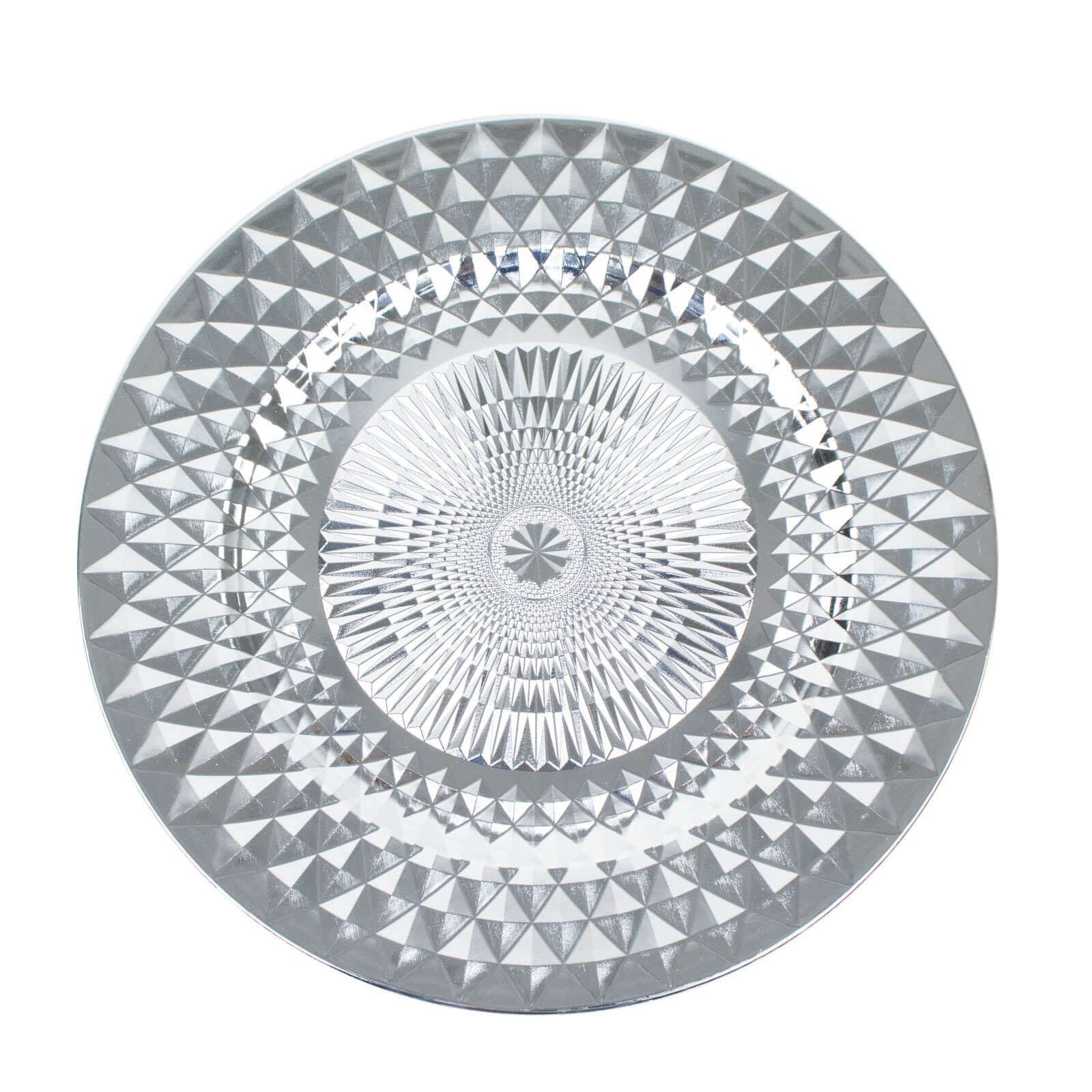 6-Pack Plastic Charger Plates 13" Round Silver Diamond Pattern - Sparkling Disposable Dinner Charger Tableware - Image 7