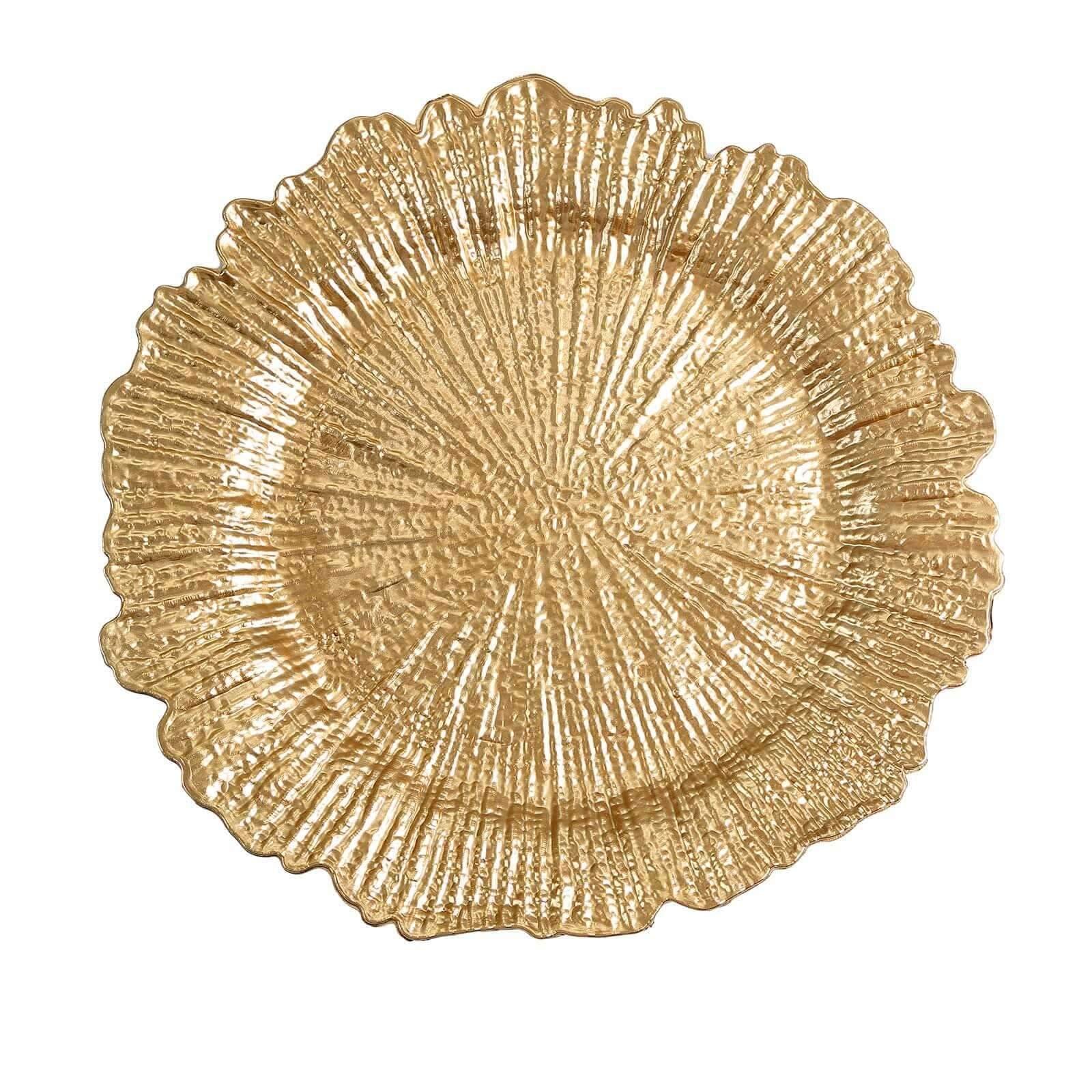 6-Pack Acrylic Plastic Charger Plates 13" Round Gold Reef Design - Decorative Dinner Charger Tableware - Image 5