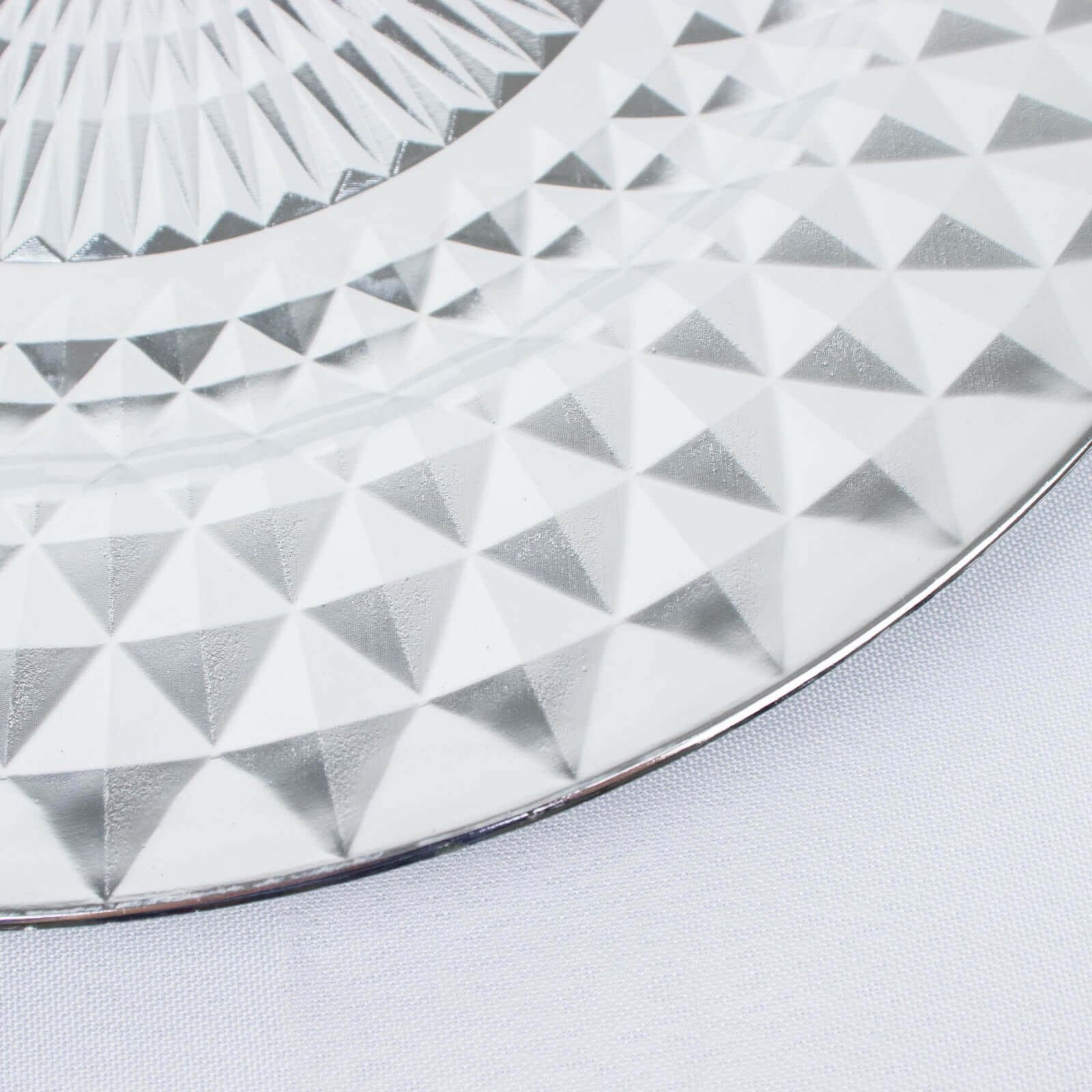 6-Pack Plastic Charger Plates 13" Round Silver Diamond Pattern - Sparkling Disposable Dinner Charger Tableware - Image 10