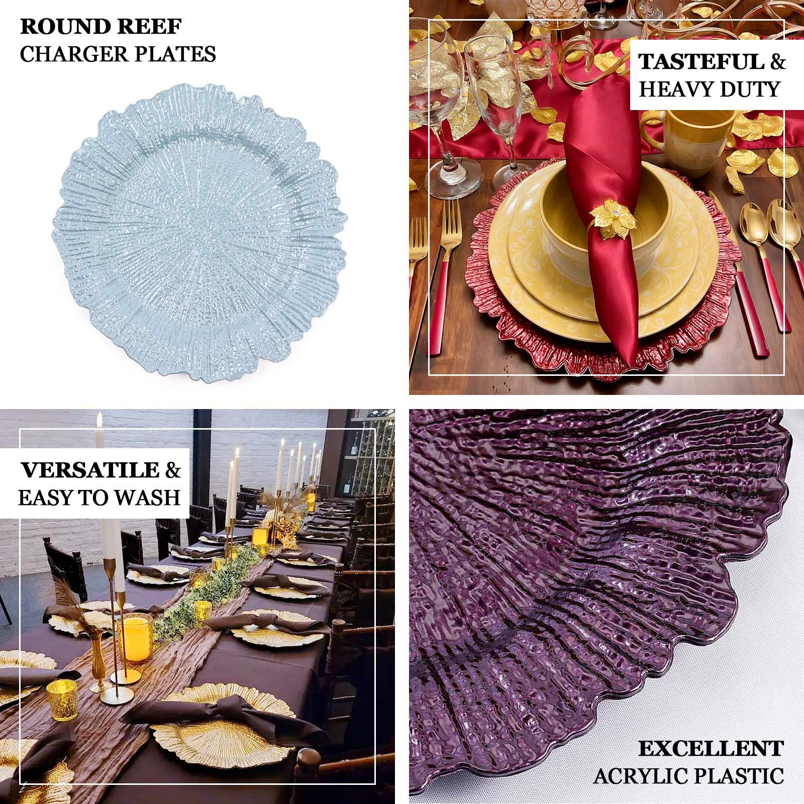 6-Pack Acrylic Plastic Charger Plates 13" Round Gold Reef Design - Decorative Dinner Charger Tableware - Image 4